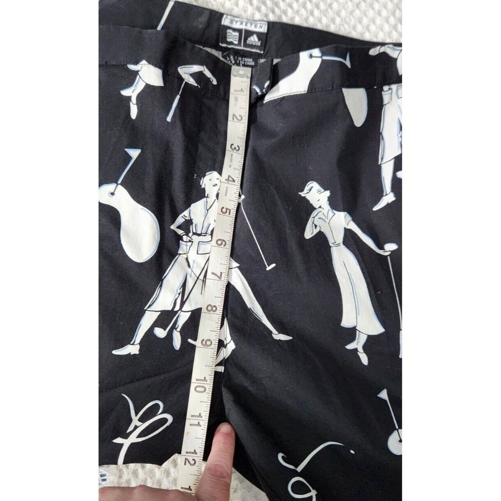 Adidas Black Crop Pants Womens 14 Stretch Athletic Golf Active Golfer Print NWT - Picture 8 of 12